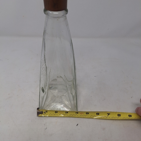 Vintage Schenley Triangular Clear Glass Whiskey Decanter Bottle With Cap Vase - Picture 8 of 12